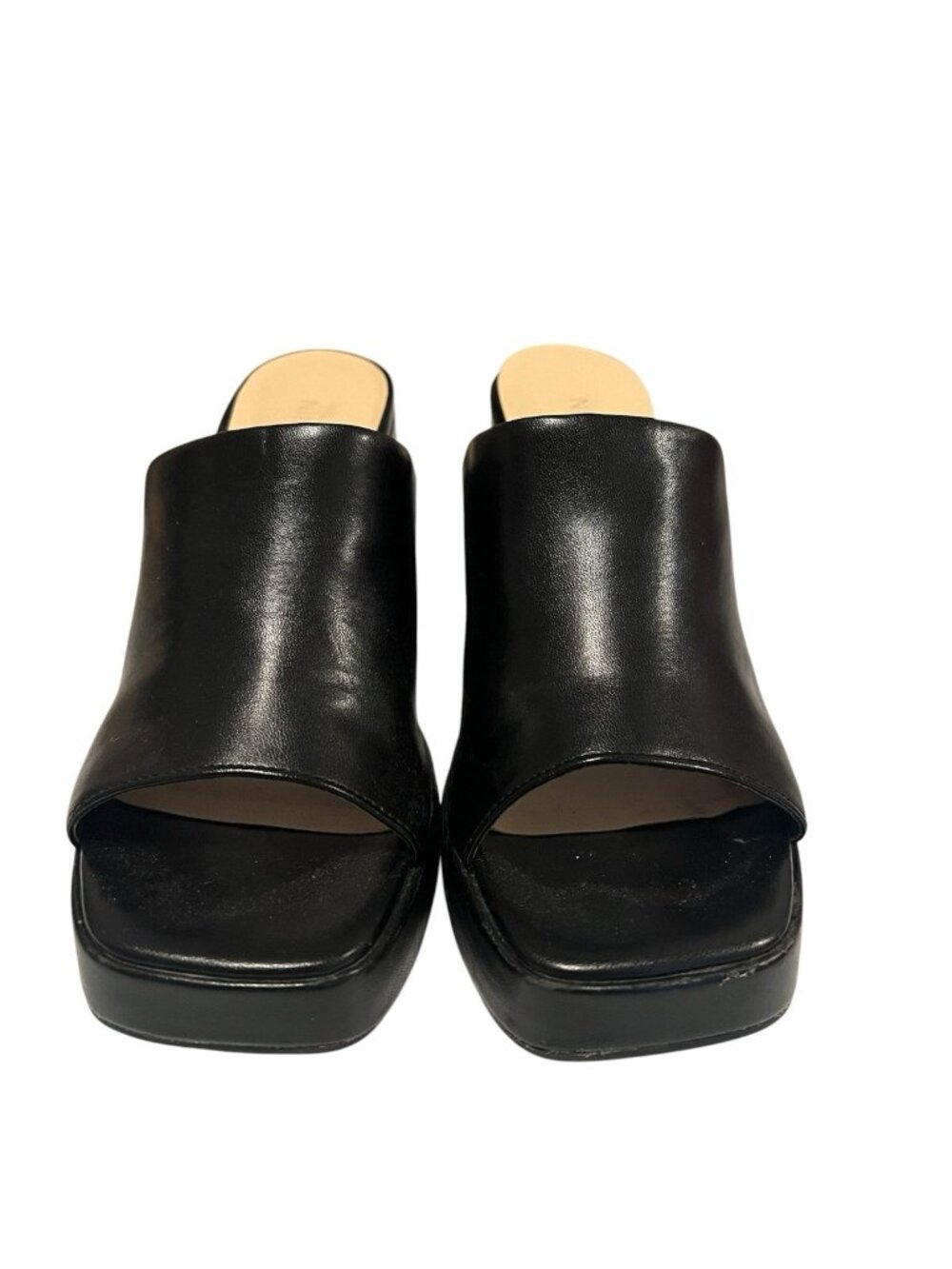 NINE WEST Black faux leather platform mules sandals Size 7 - Picture 3 of 7